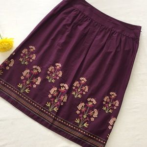 Talbots skirt purple with embroidery and beading